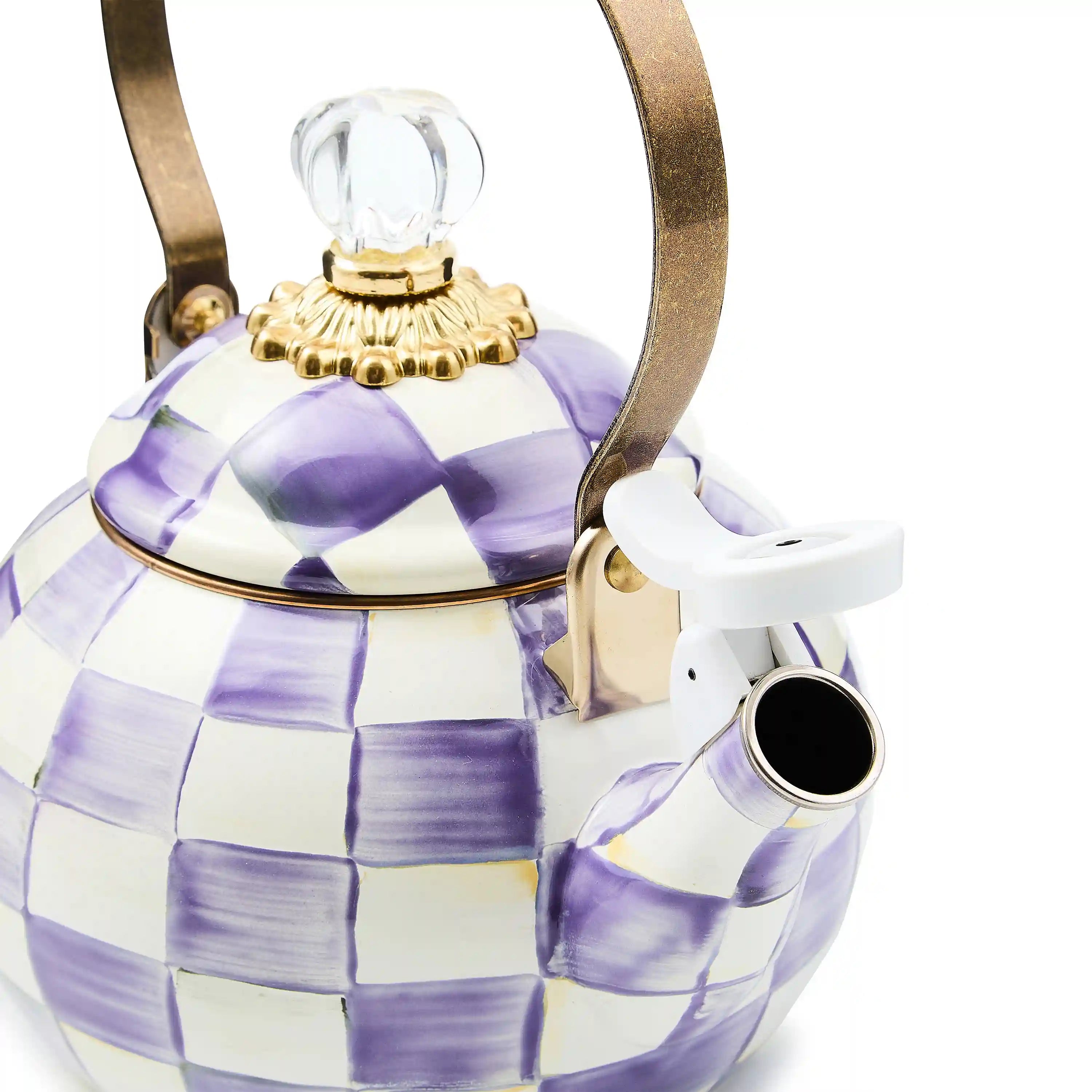 Mocha Check Whistling Tea Kettle