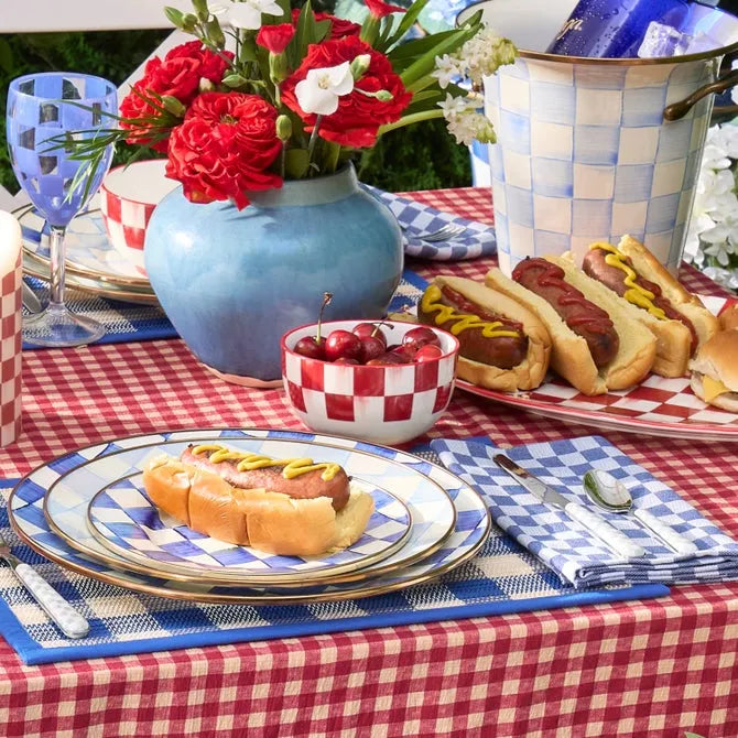 Cherry Check Breakfast Bowls, Set of 4