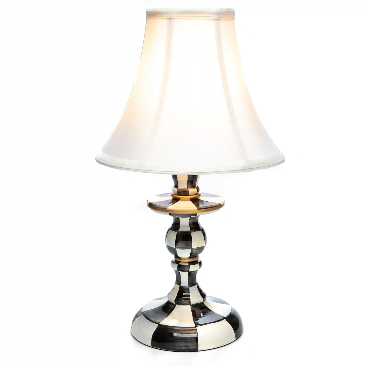 Emerald Check Candlestick Lamp