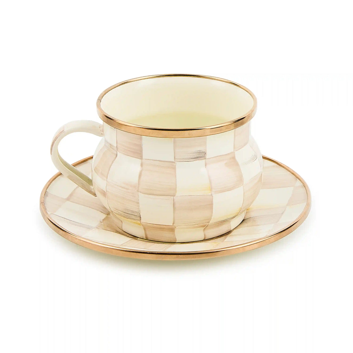 Mocha Check Saucer
