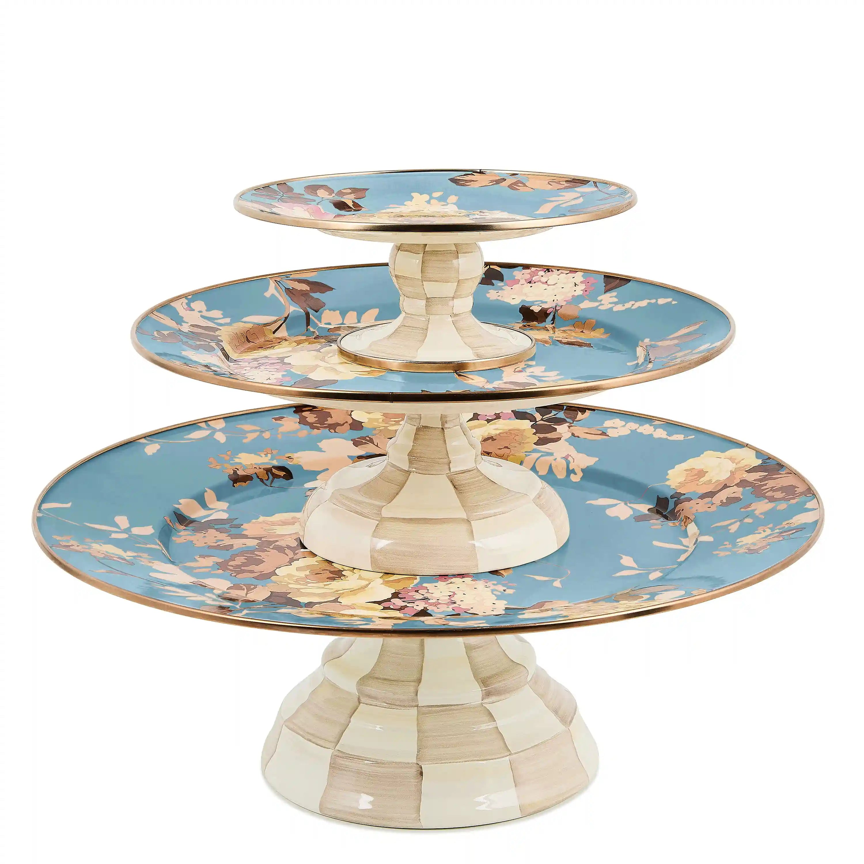 White Flower Market Large Pedestal Platter