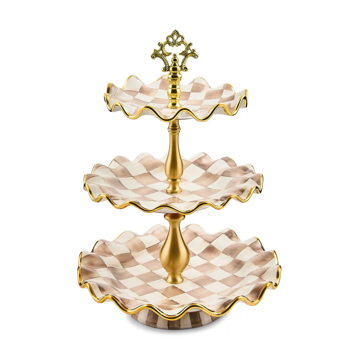 Rosy Check Ceramic Three Tier Sweet Stand