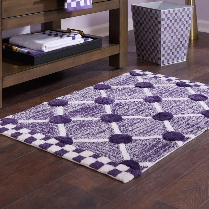 Violet Lattice & Dot Bath Rug