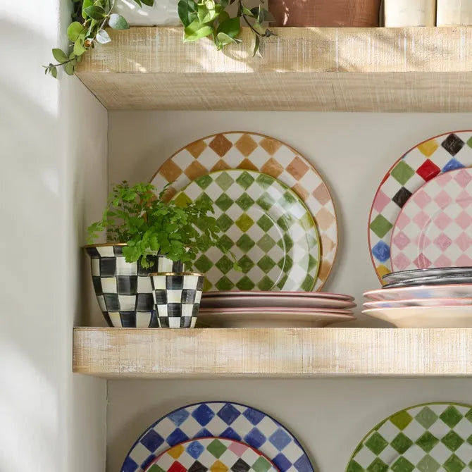 Green Check Dinner Plate