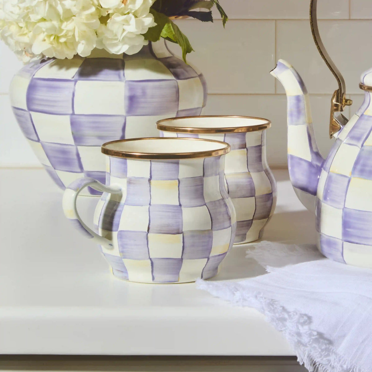 Violet Check Mug
