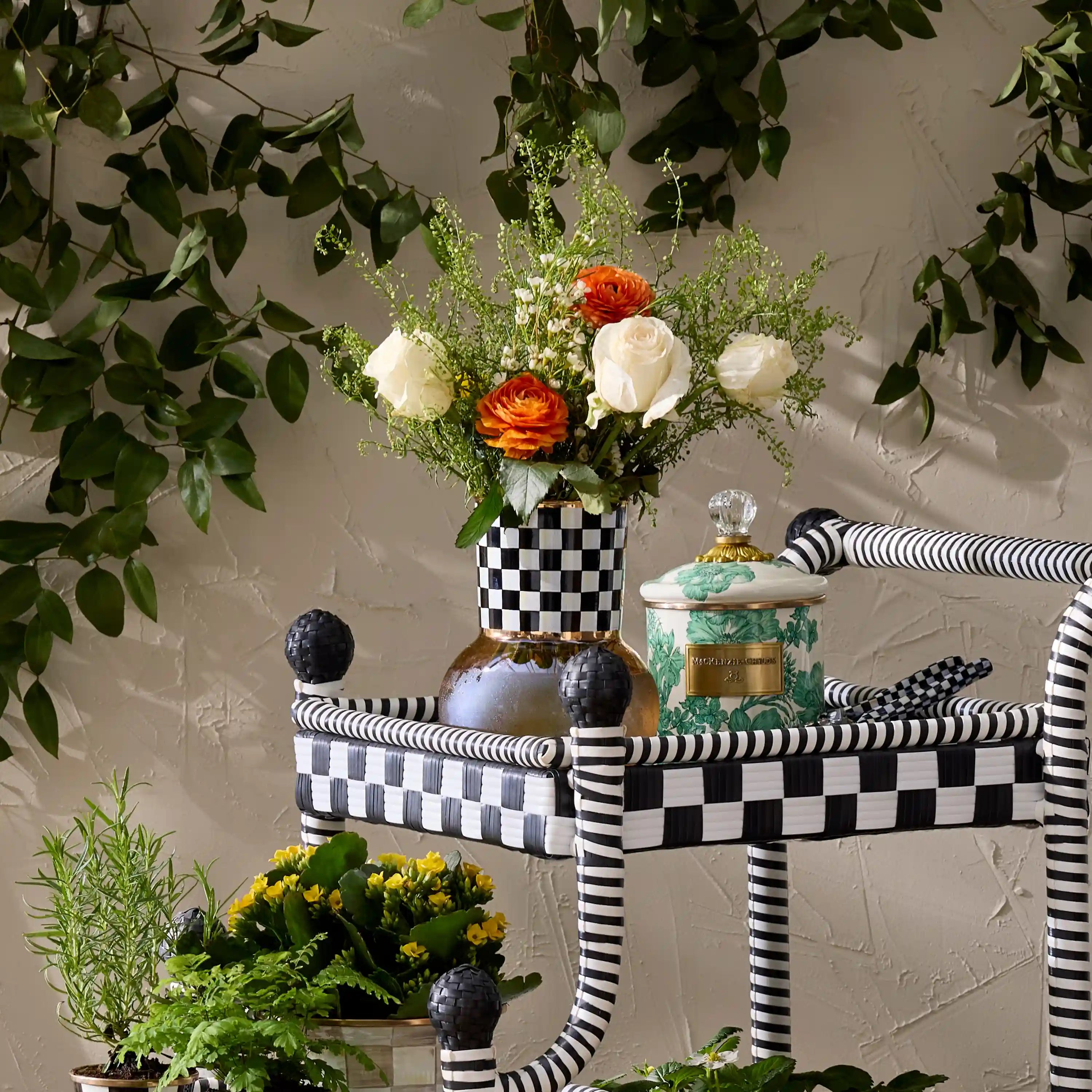 Violet Check Glass Vase