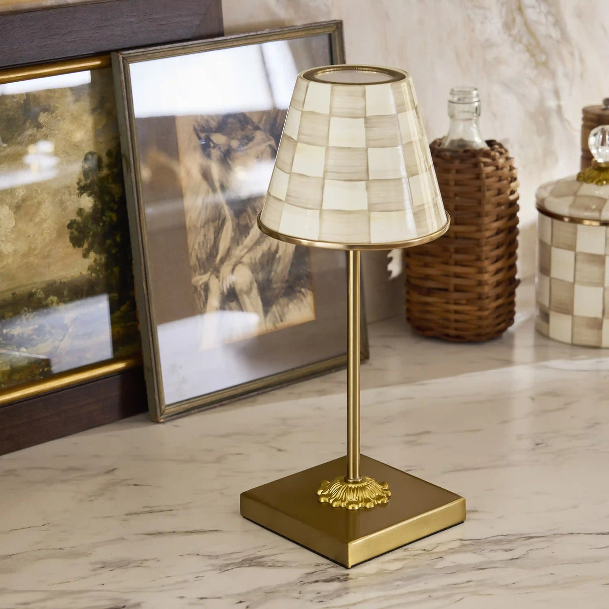 Courtly Check LED Rechargeable Cafe Table Lamp