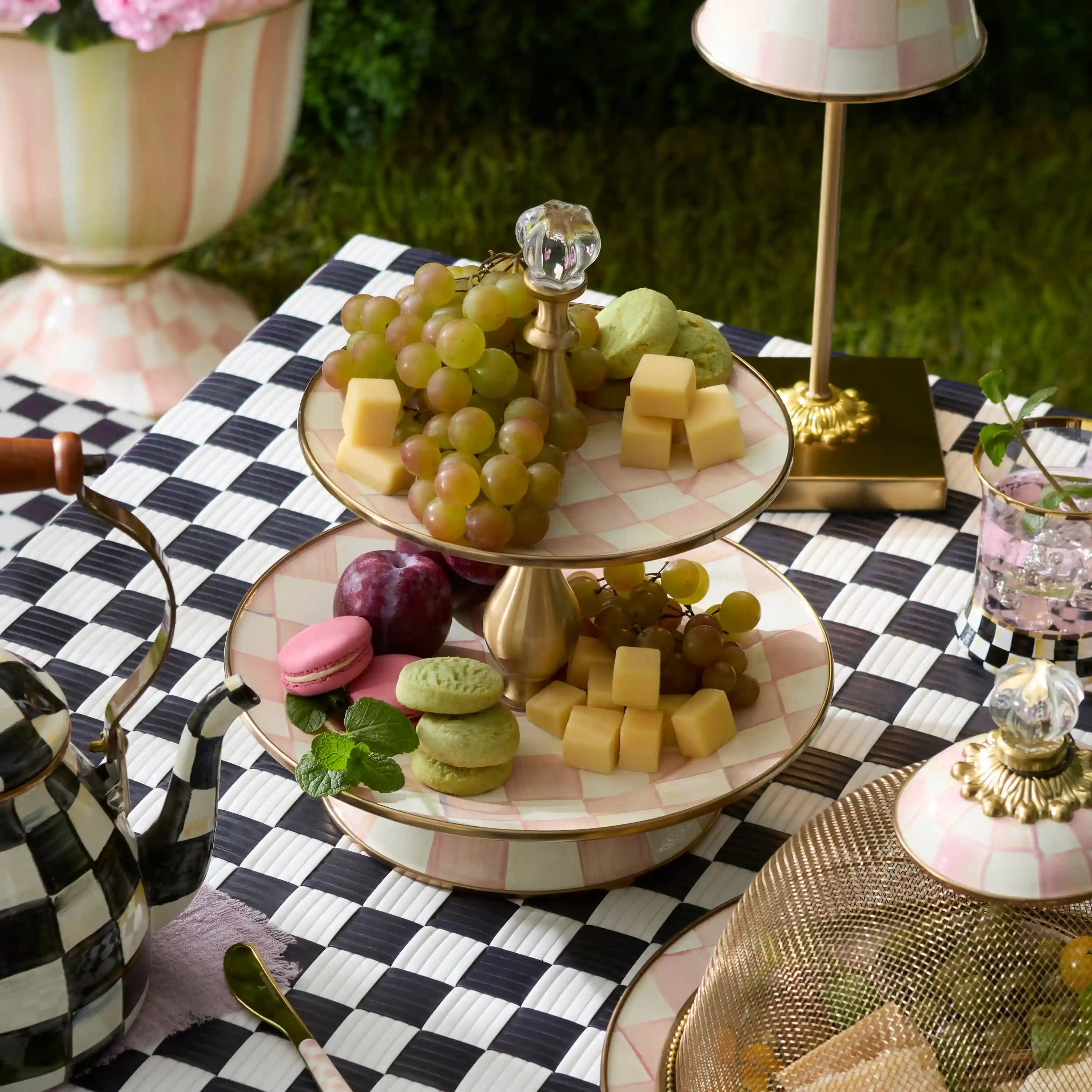 Emerald Check Three Tier Sweet Stand