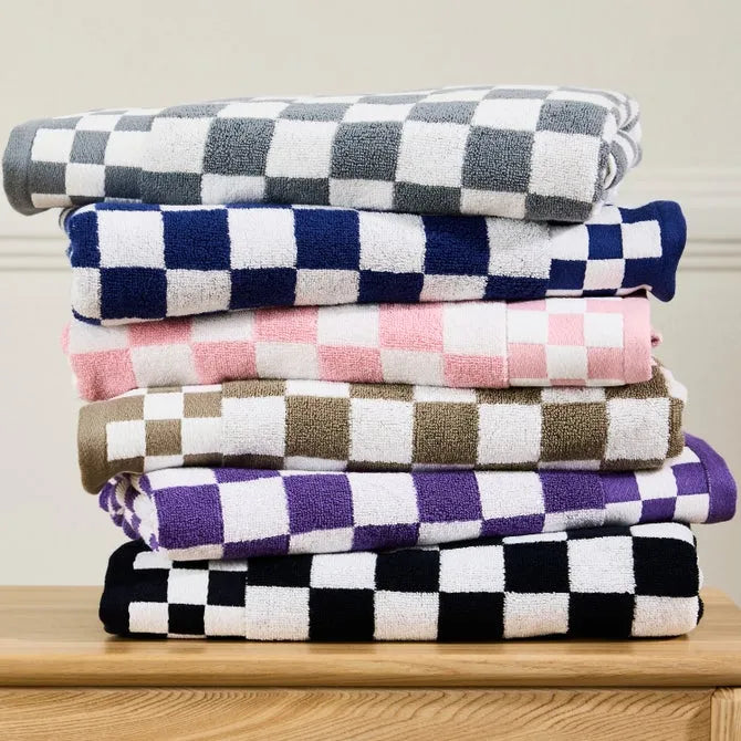 Mocha Check Bath Towel
