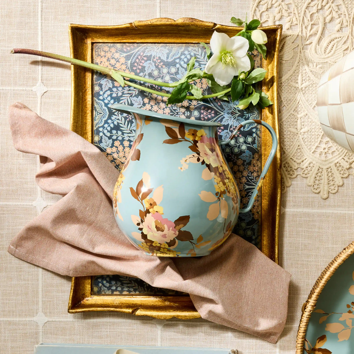 White Flower Market Pitcher