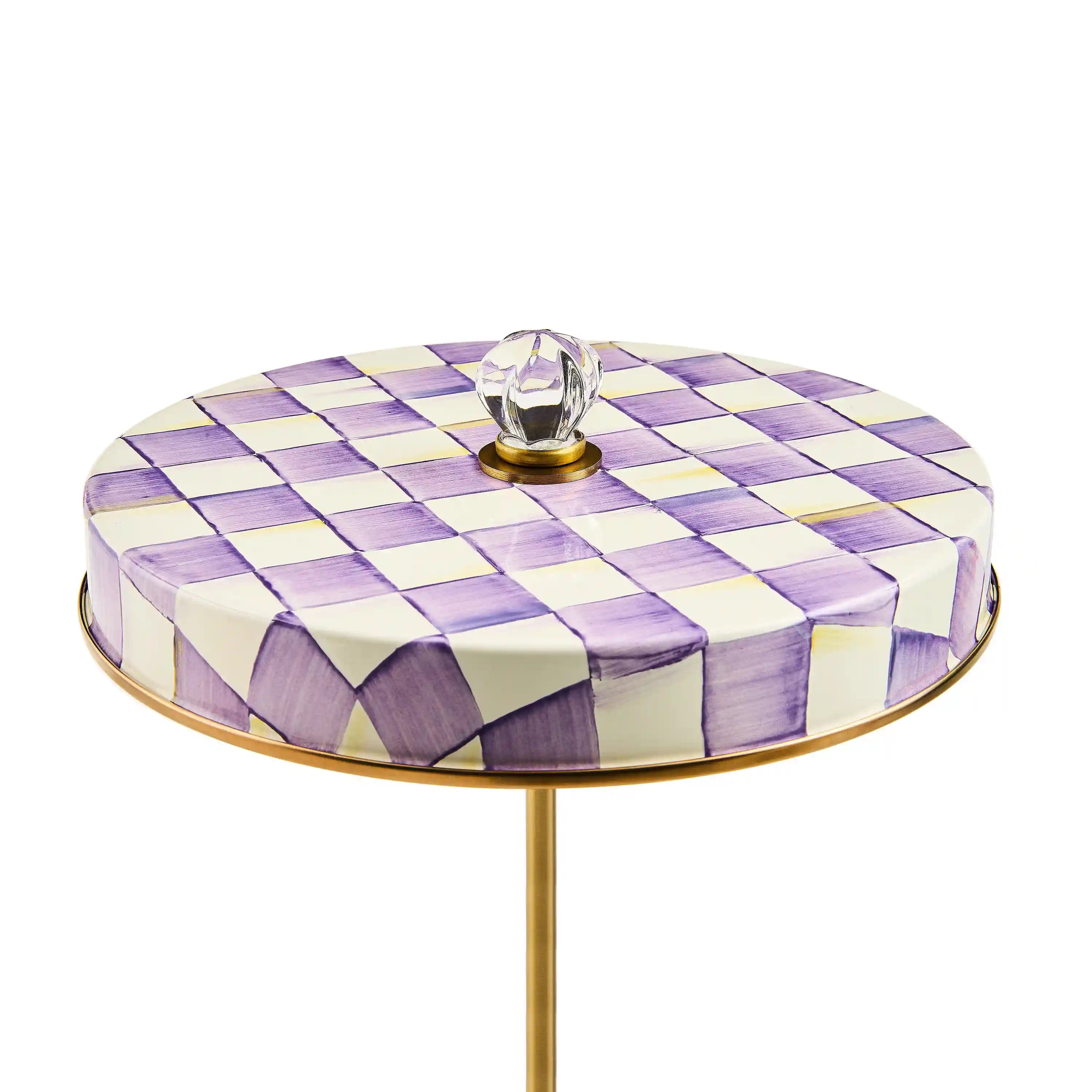 Emerald Check LED Rechargeable Disk Table Lamp