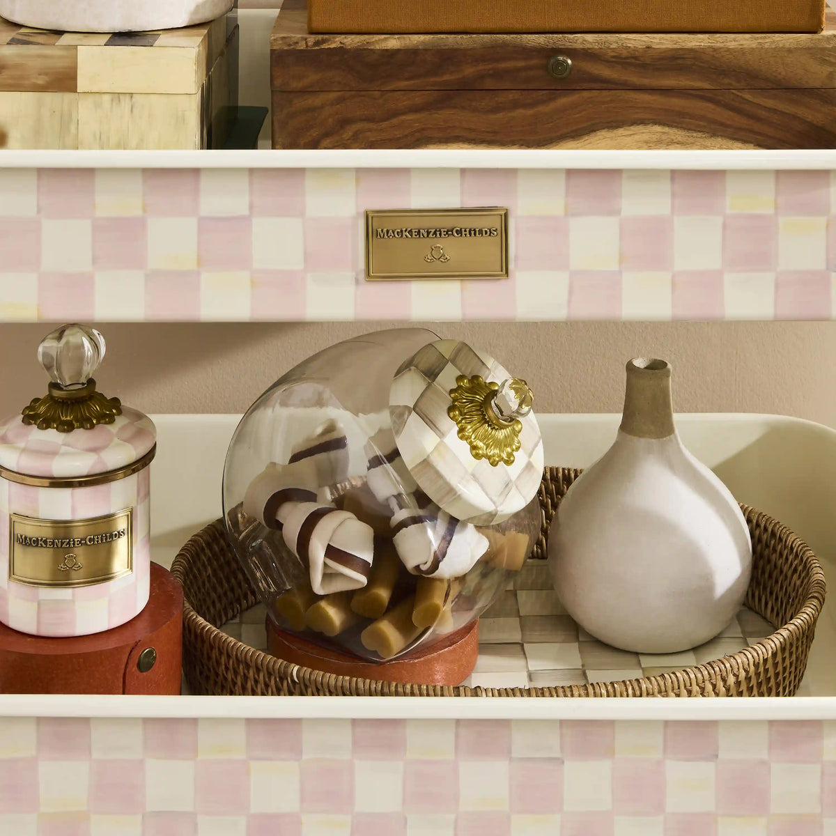 Violet Check 2-Tier Kitchen Cart