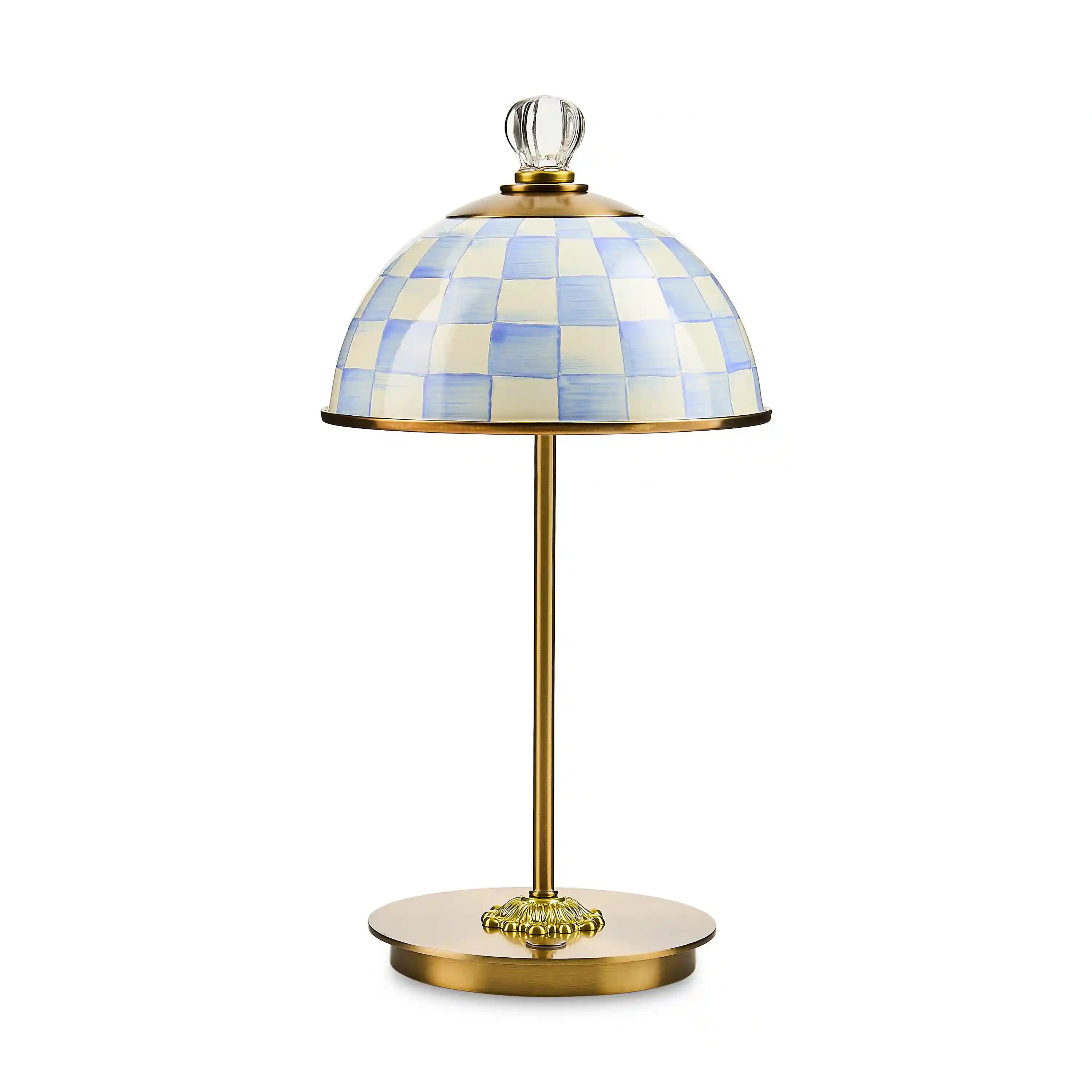 Courtly Check LED Rechargeable Dome Table Lamp