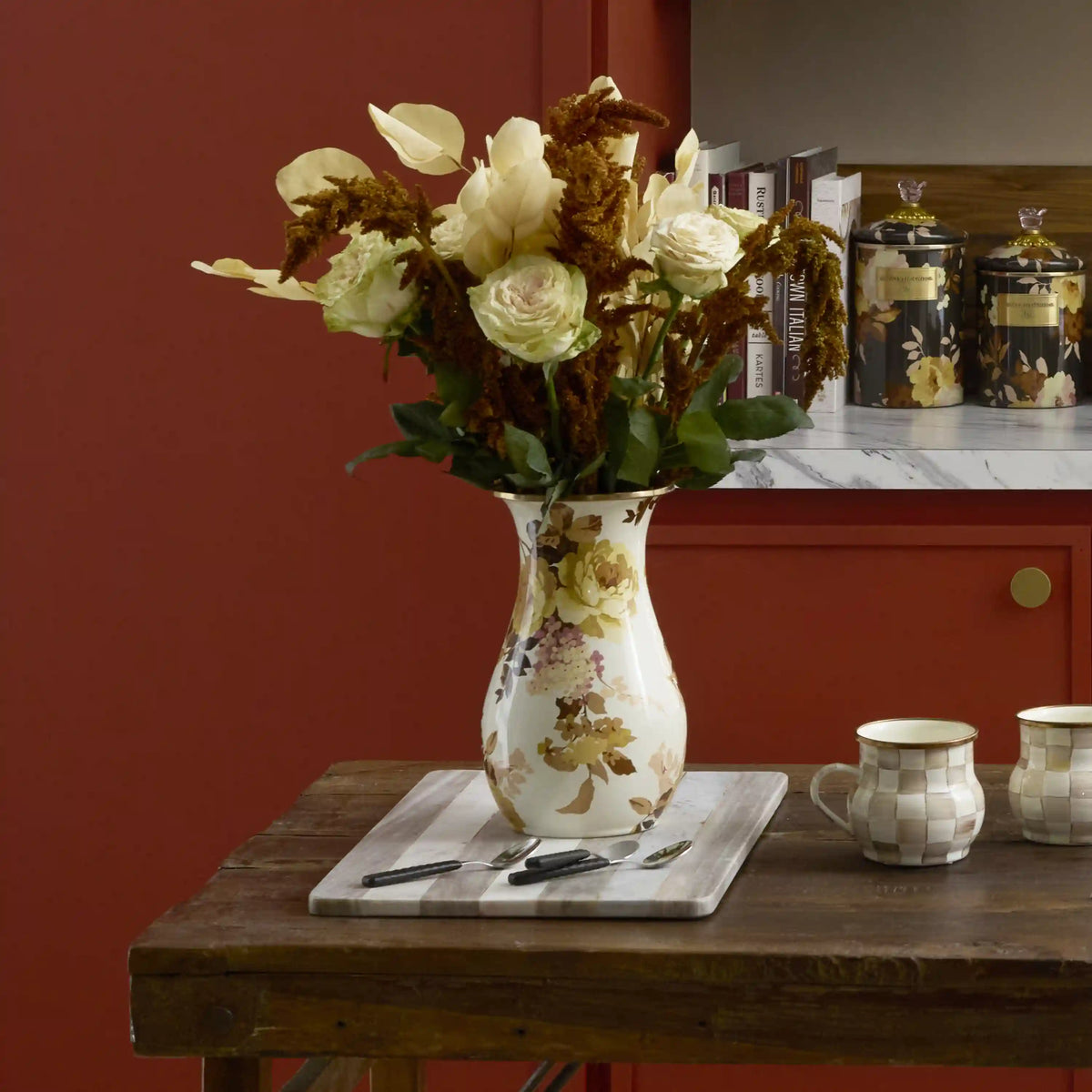 Mocha Check Tall Vase