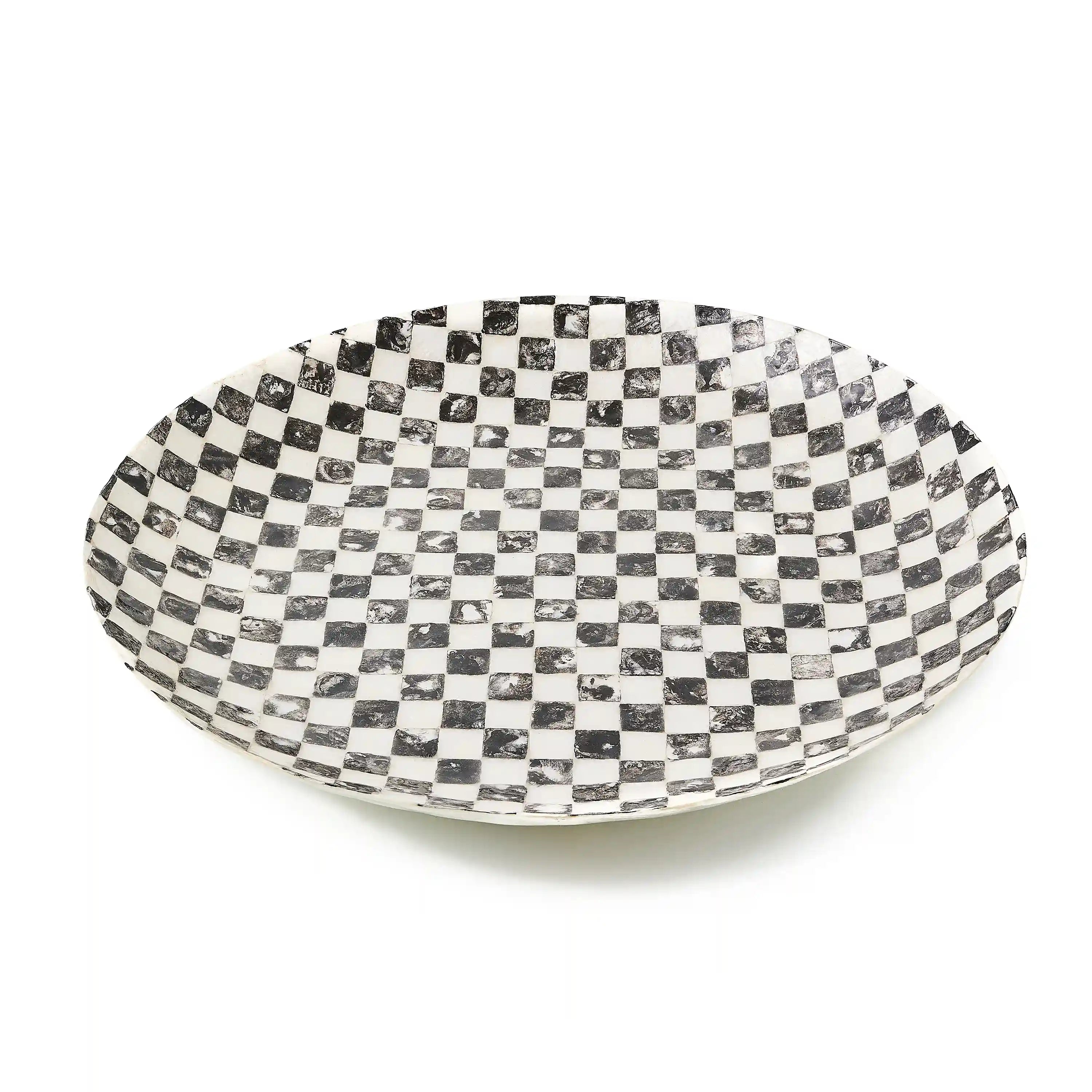 Violet Check Decorative Capiz Bowl