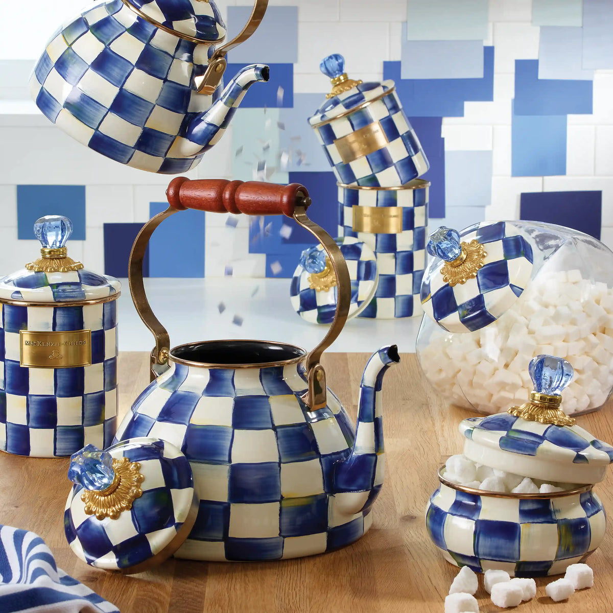 Cookie Jar with Sky Check Lid