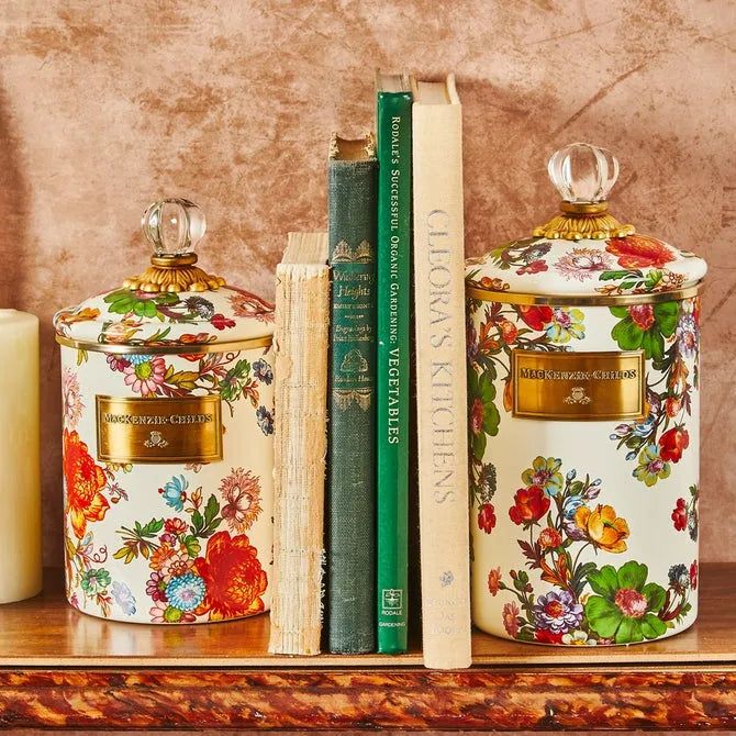 White Flower Market Medium Canister