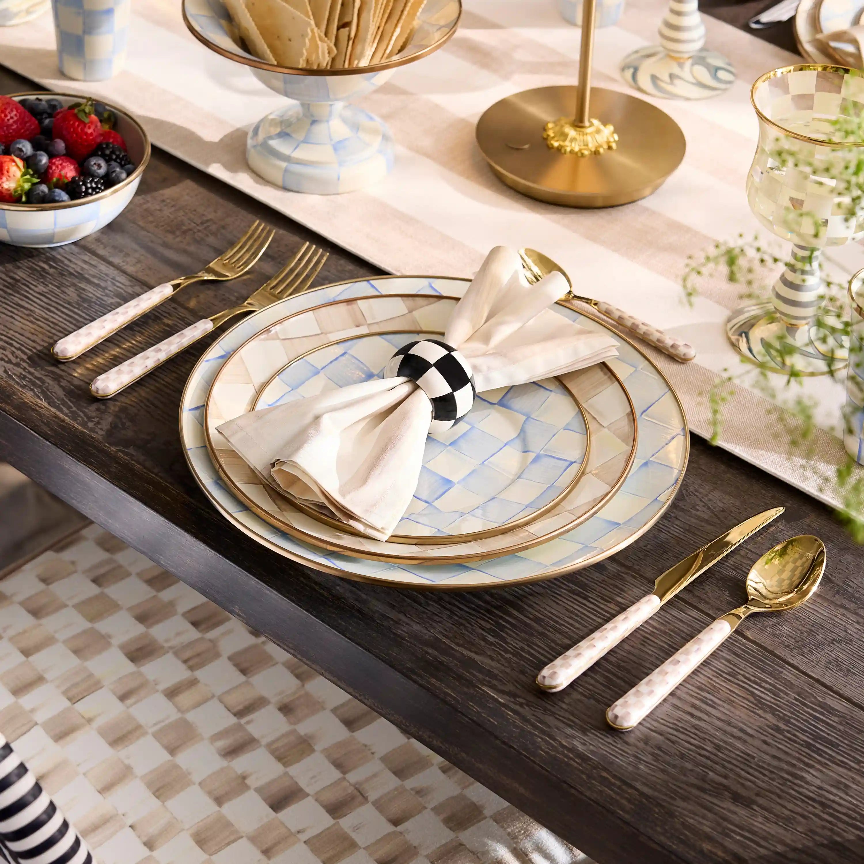 Sterling Check Bistro Flatware 5 Piece Place Setting