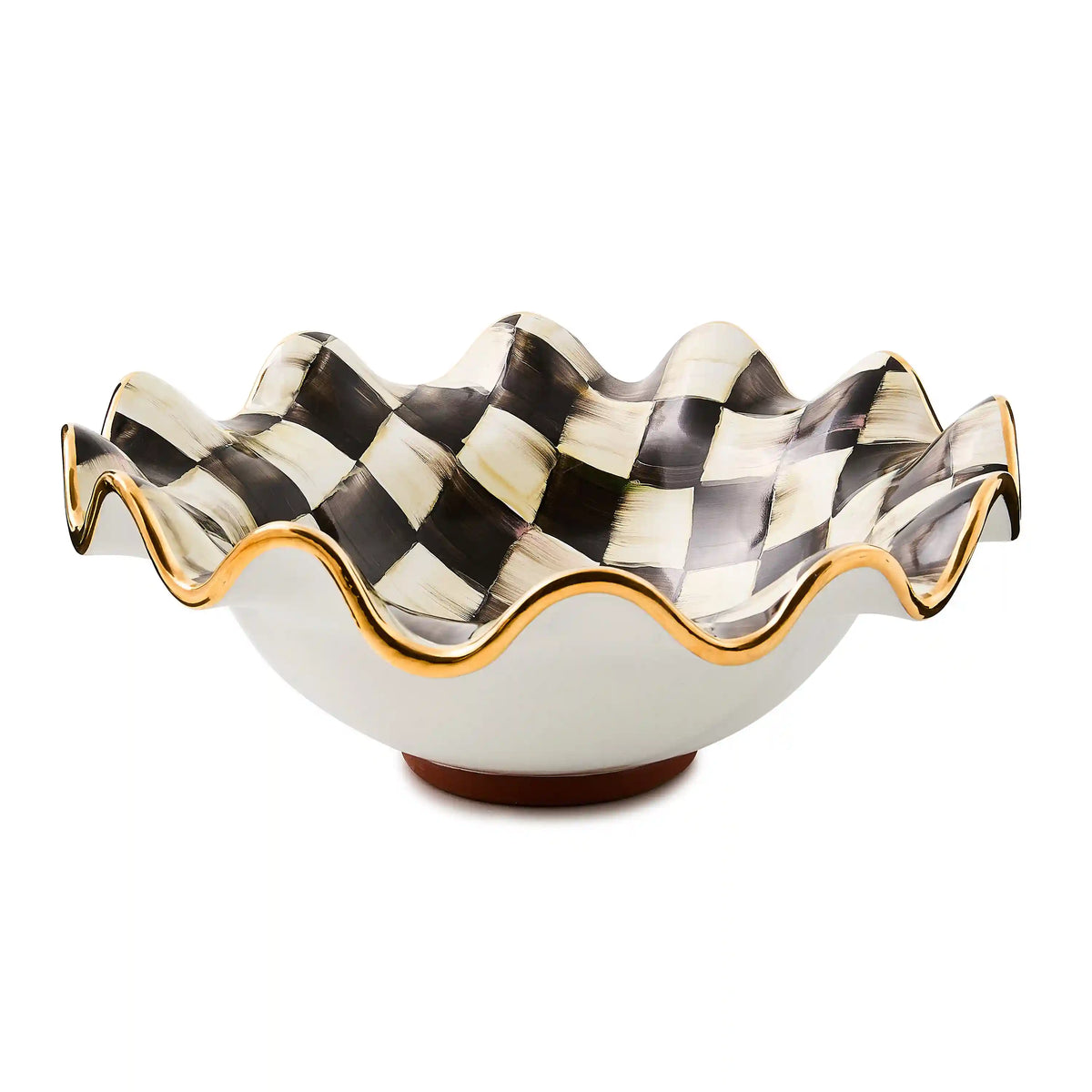 Violet Check Medium Ceramic Fluted Serving Bowl