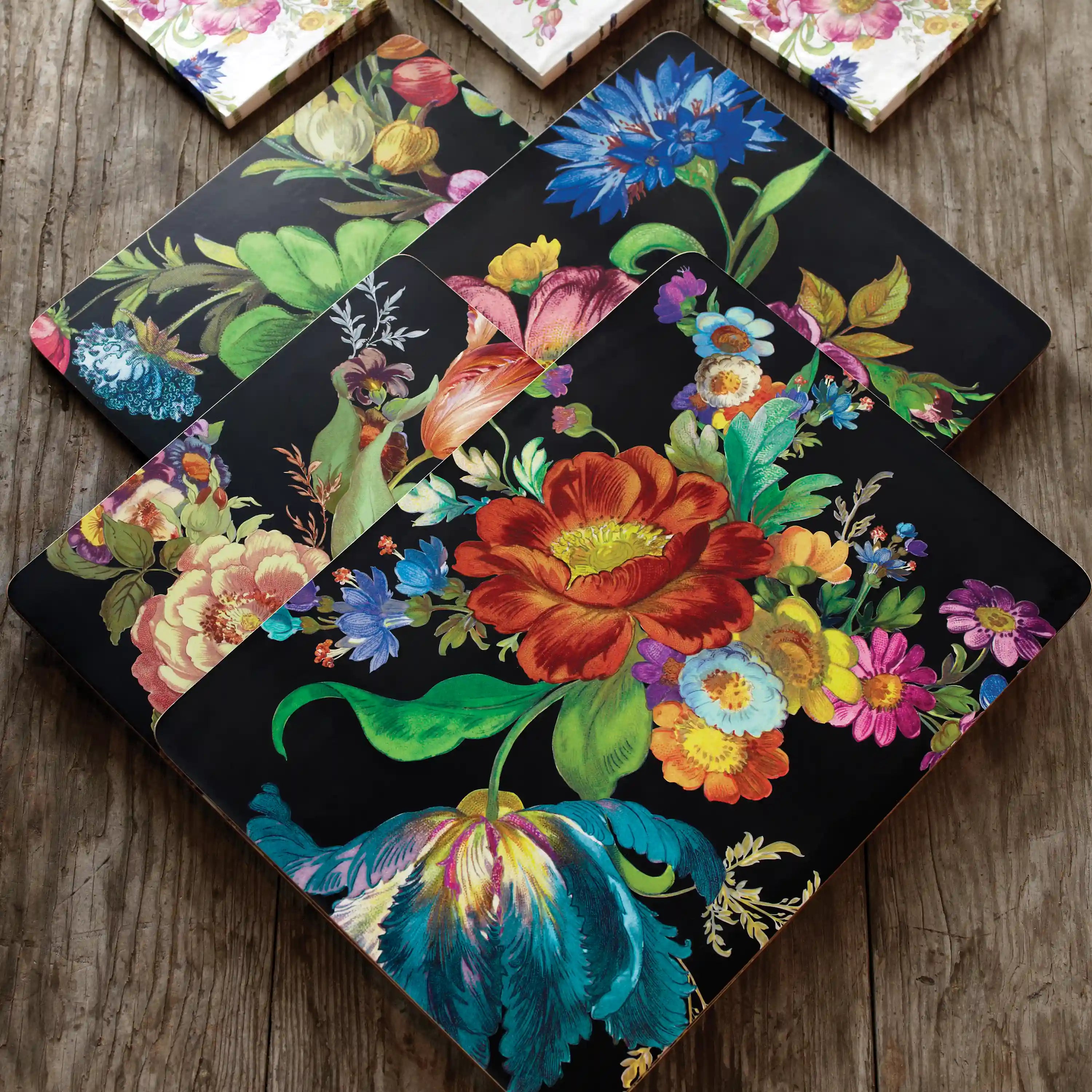 Courtly Flower Market Cork Back Placemats, Set of 4