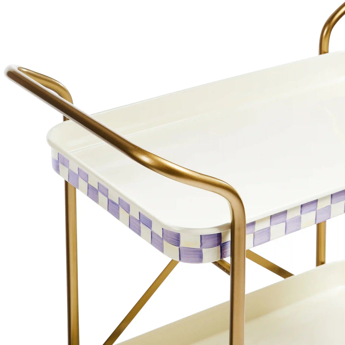Mocha Check 2-Tier Kitchen Cart