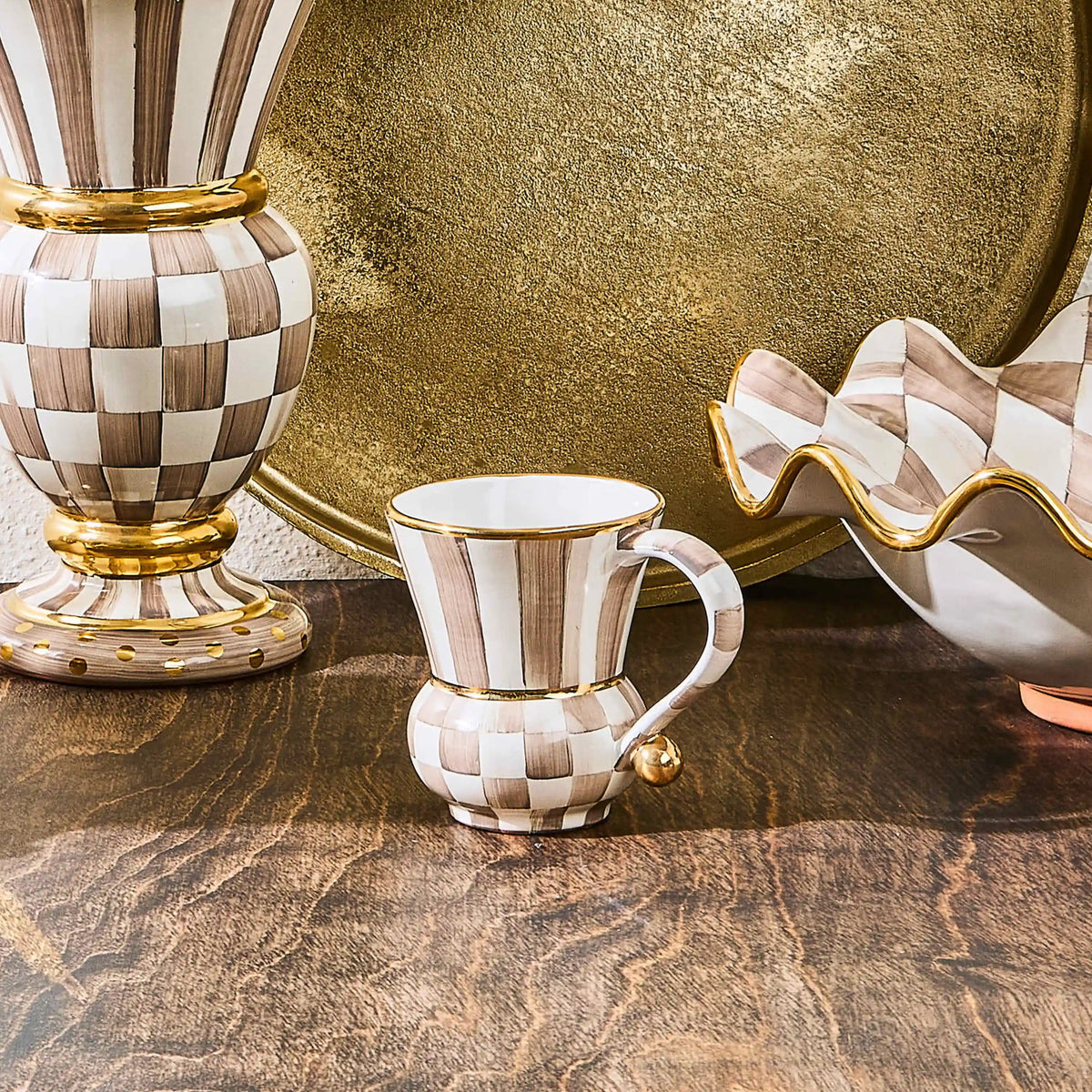 Mocha Check Ceramic Mug