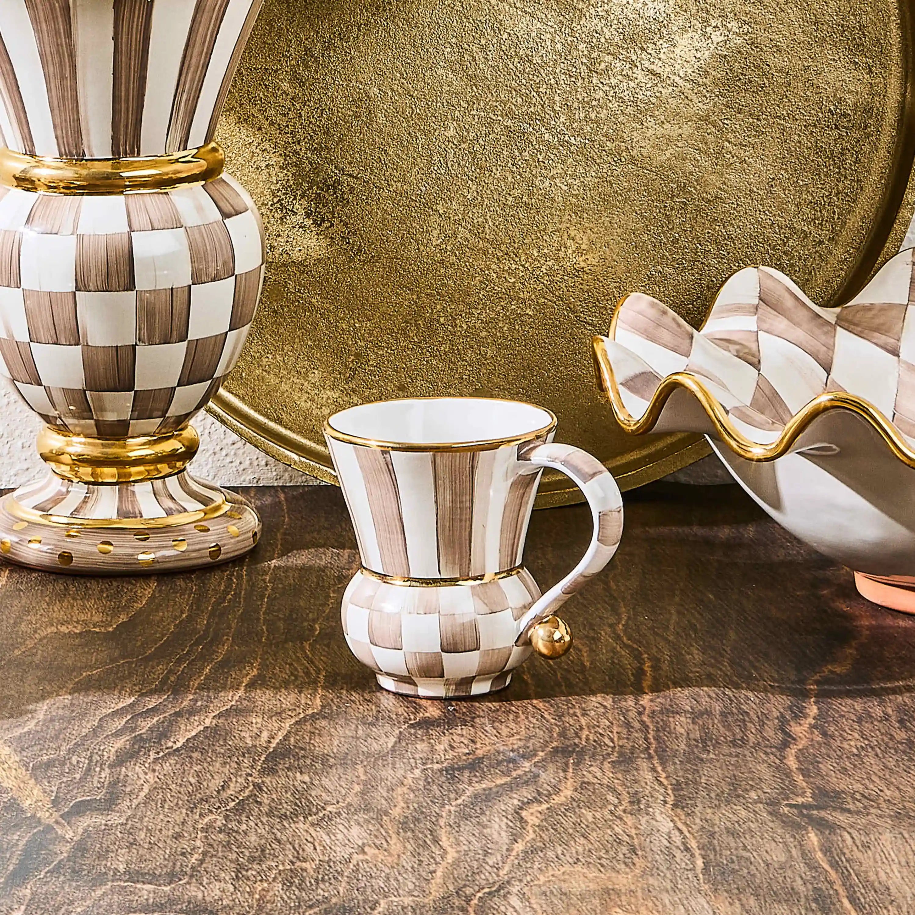 Violet Check Ceramic Mug