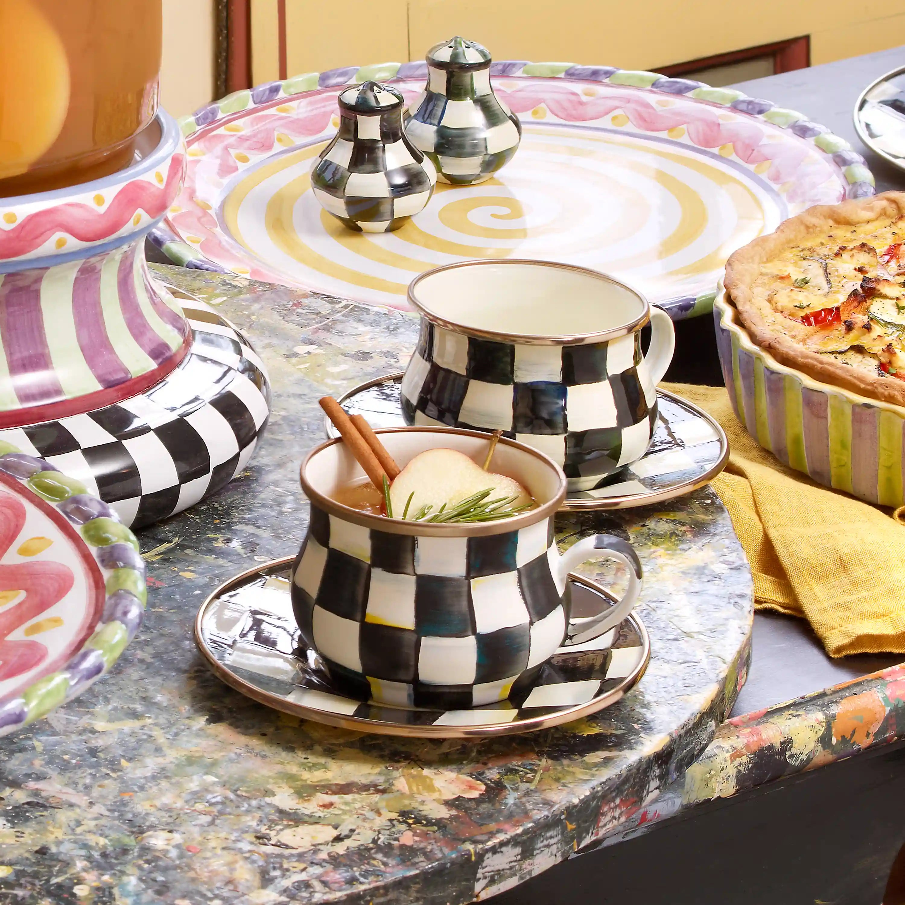 Mocha Check Saucer