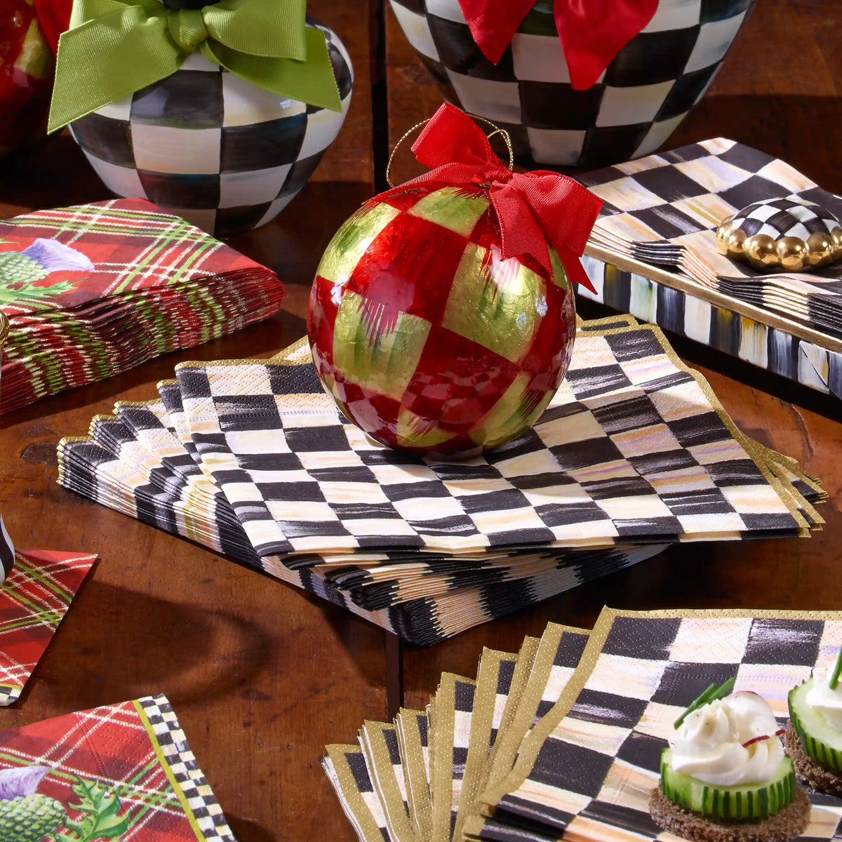 Sterling Check Dinner Paper Napkins