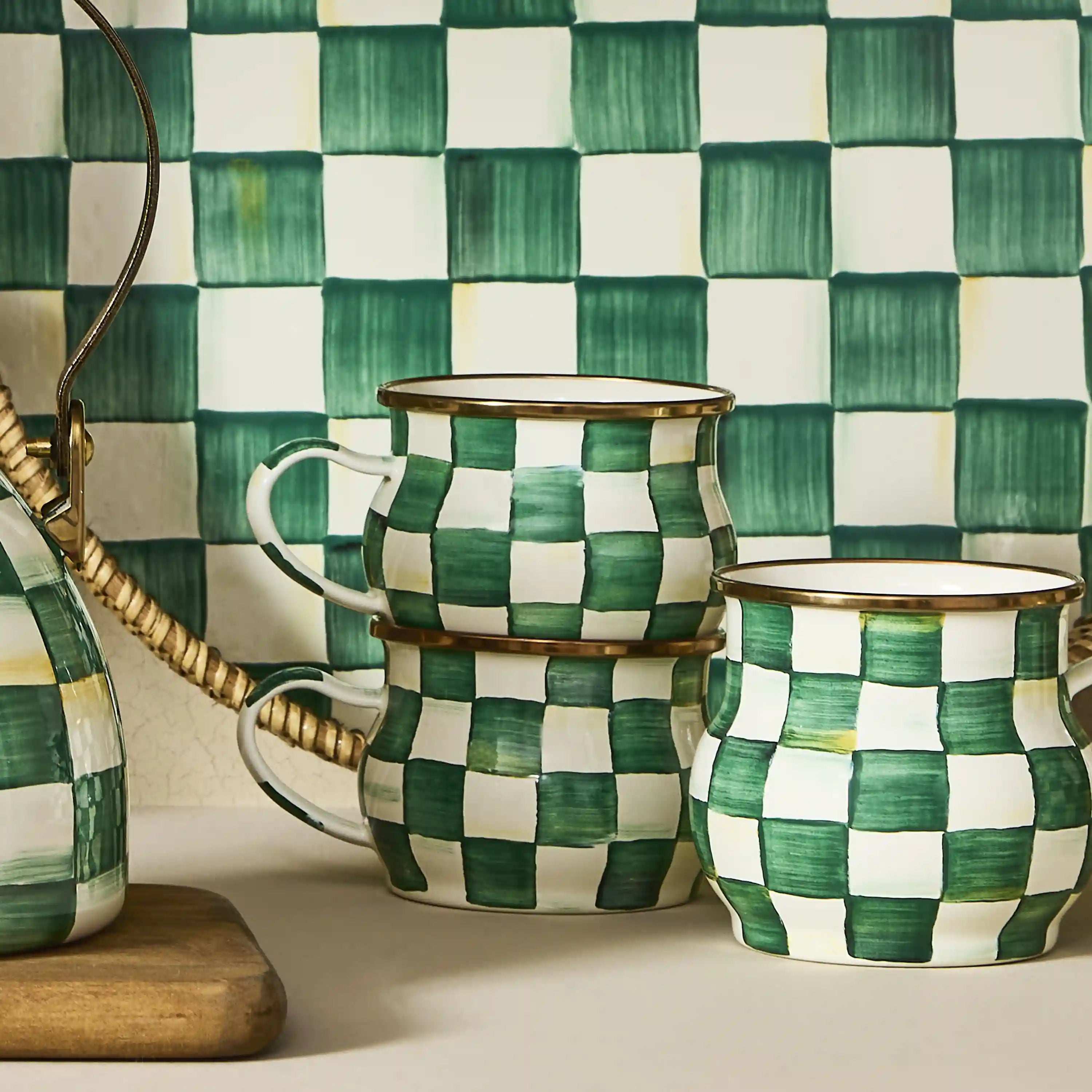 Mocha Check Teacup