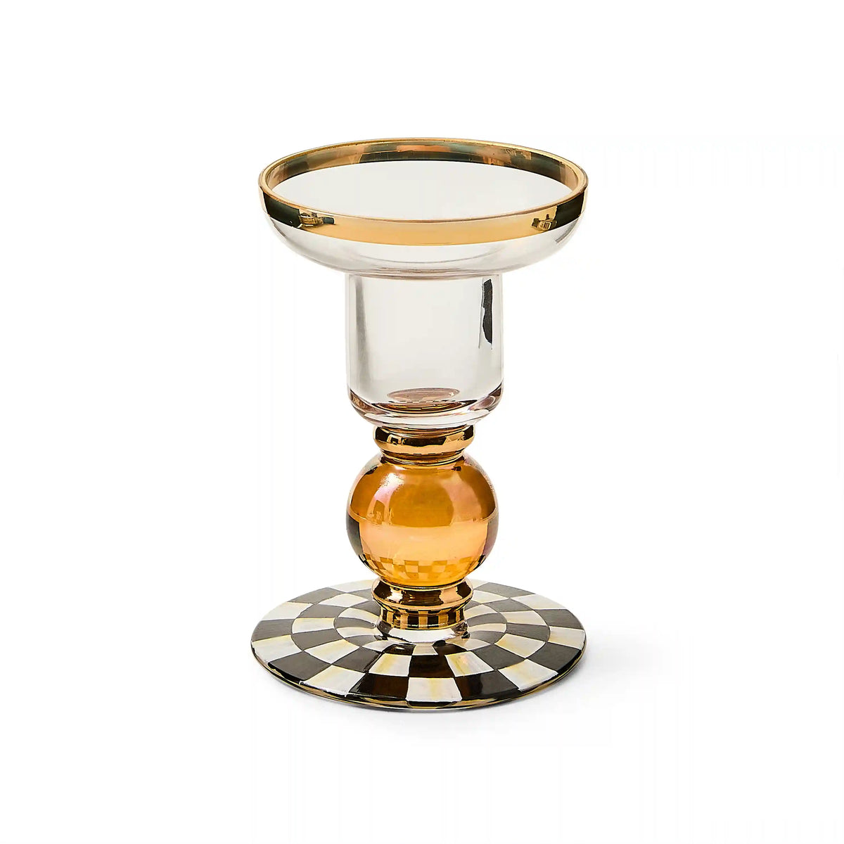 Sterling Check Large Glass Candlestick