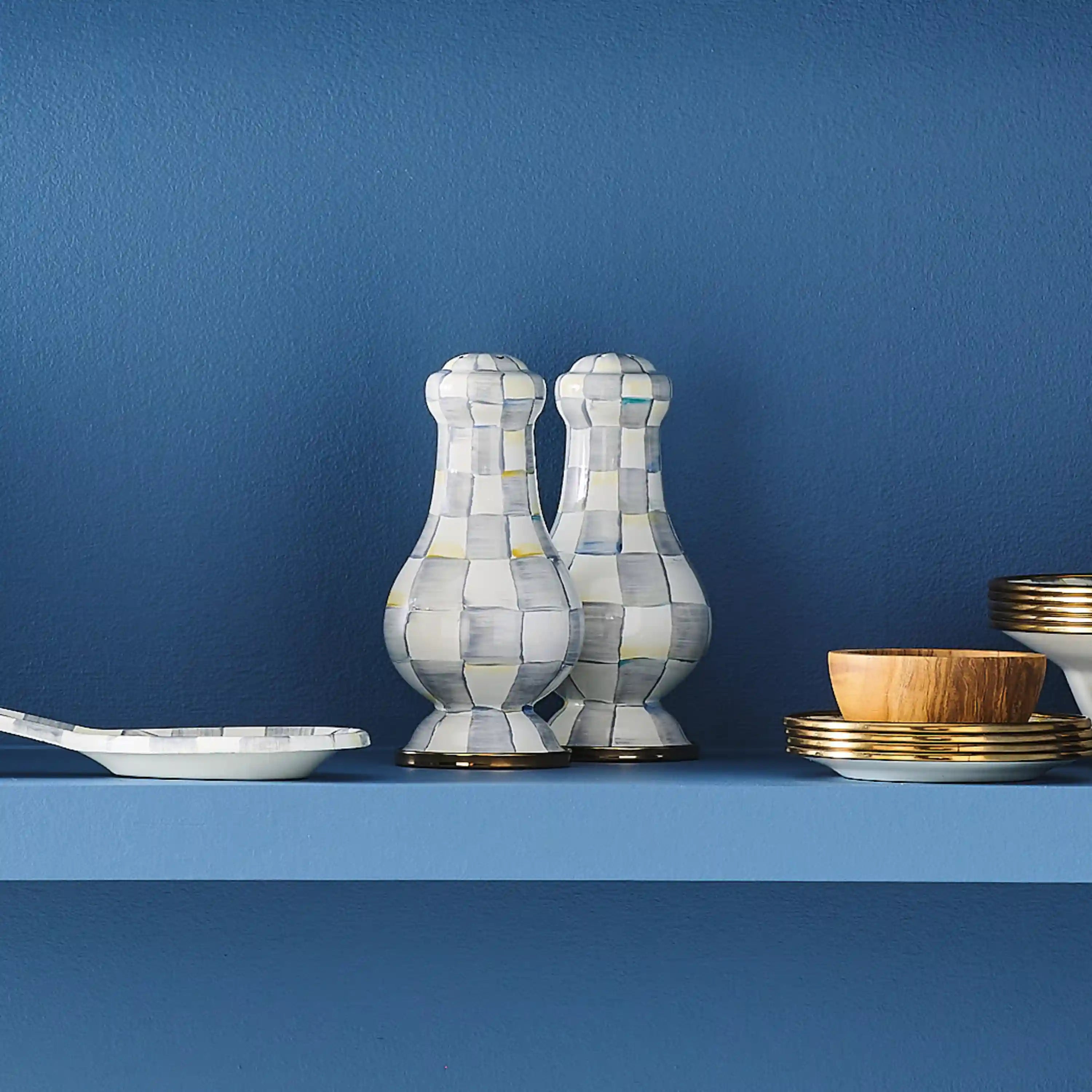 Sky Check Large Salt & Pepper Shakers