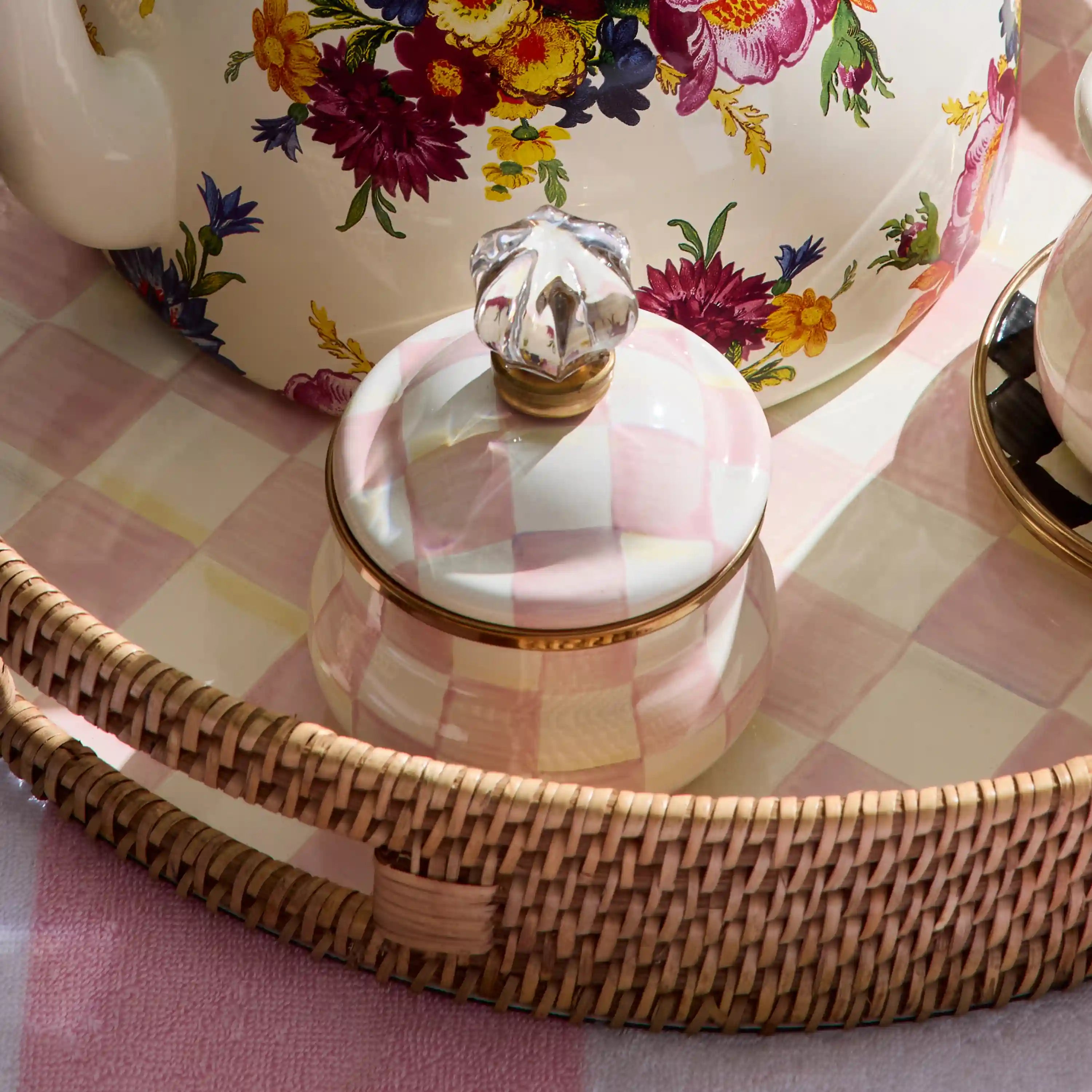 Sky Check Lidded Sugar Bowl