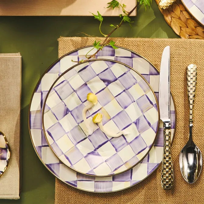 Violet Check Salad/Dessert Plate