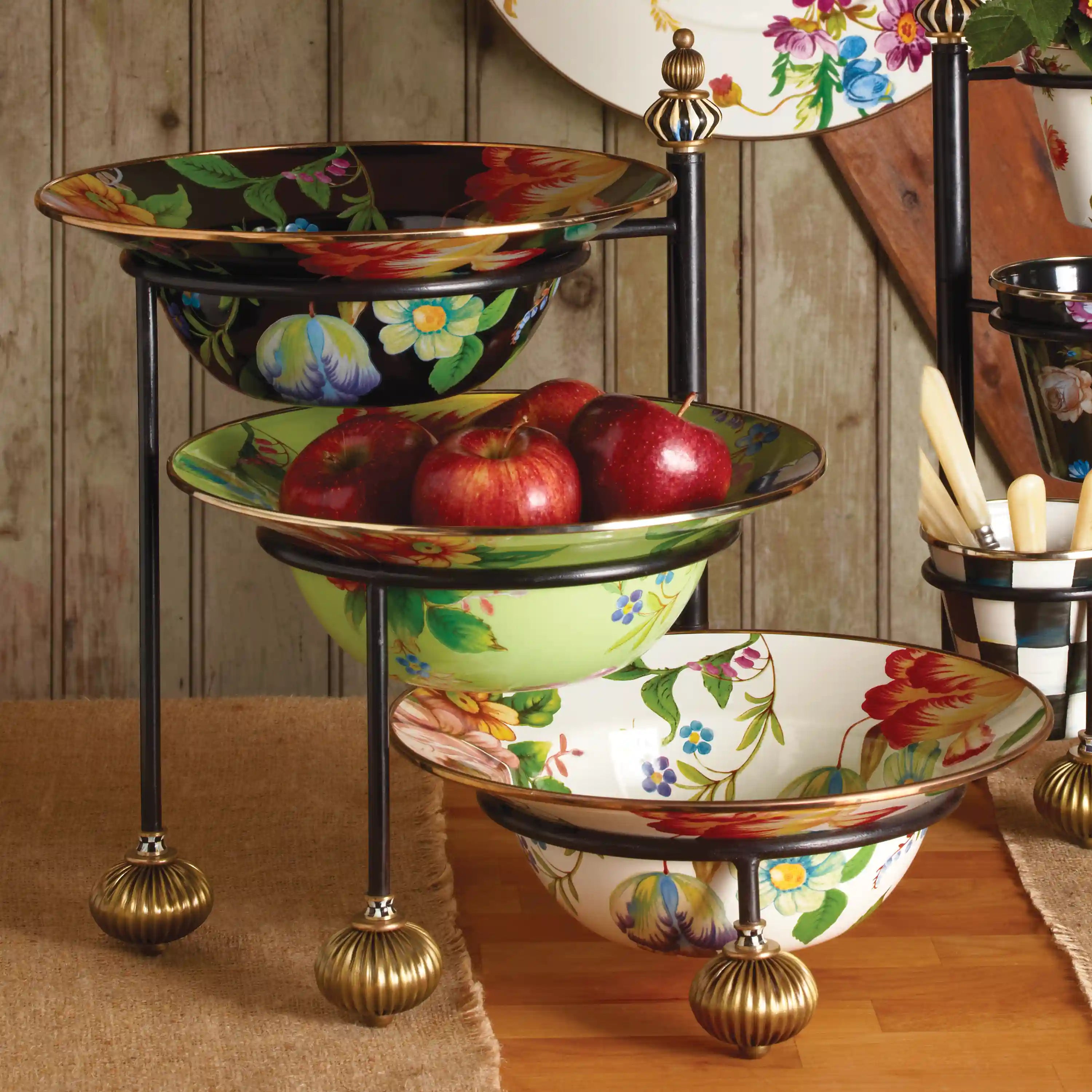Wild Rose White Serving Bowl