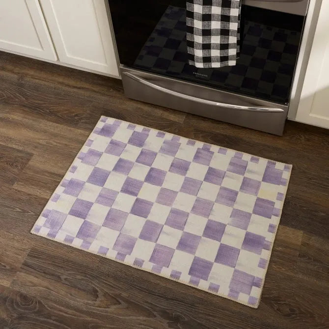Violet Checkered 2' x 3' Washable Rug