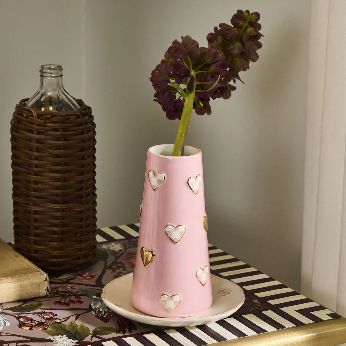 Rosy Check Heart Bud Vase