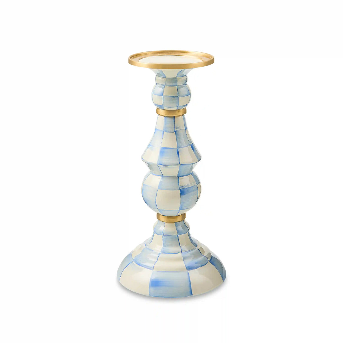Sterling Check Large Pillar Candlestick