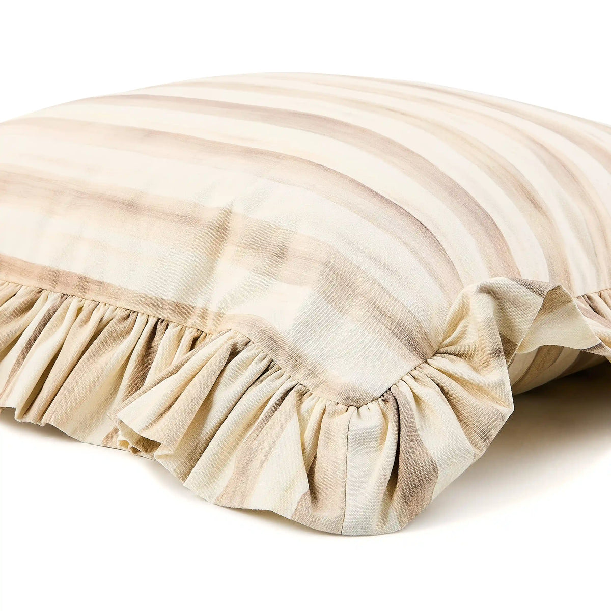 Mocha Check Throw Pillow with Ruffle