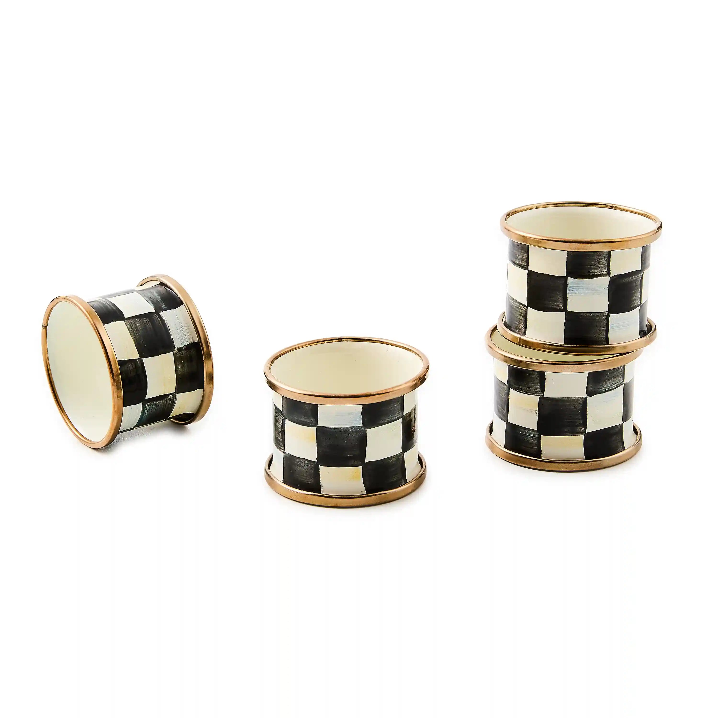 Courtly Check Napkin Rings, Set of 4