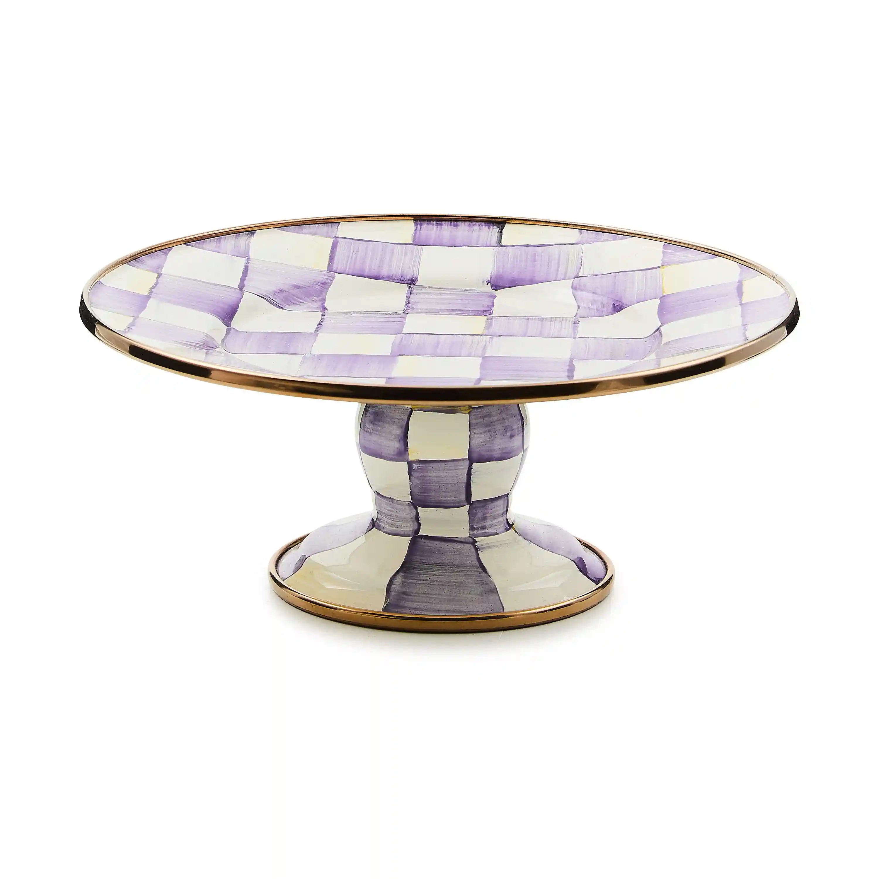 Mocha Check Small Pedestal Platter