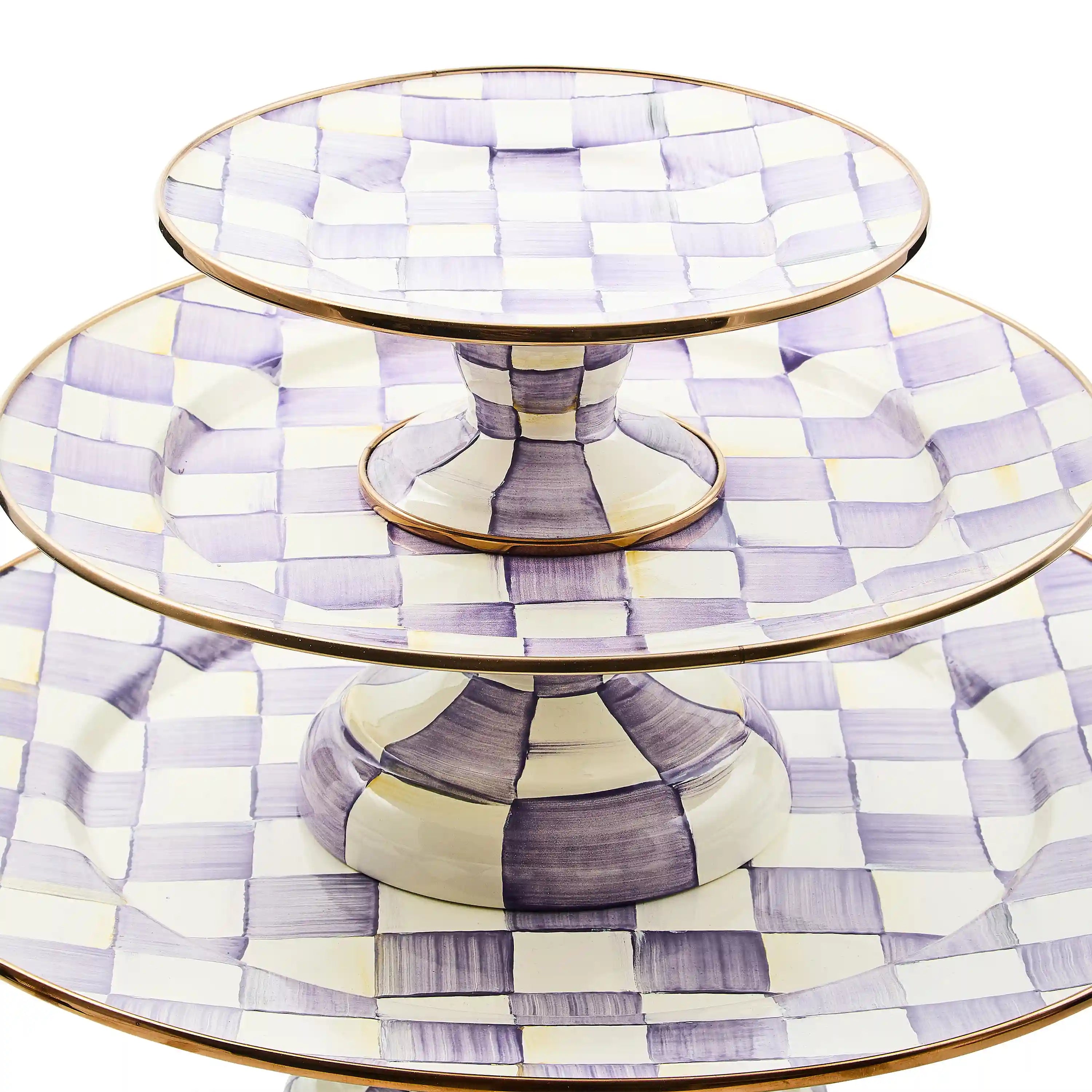 Sterling Check Large Pedestal Platter