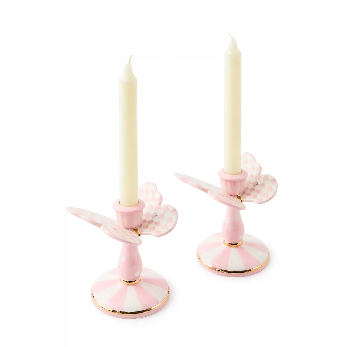 Rosy Check Butterfly Candle Holders, Set of 2