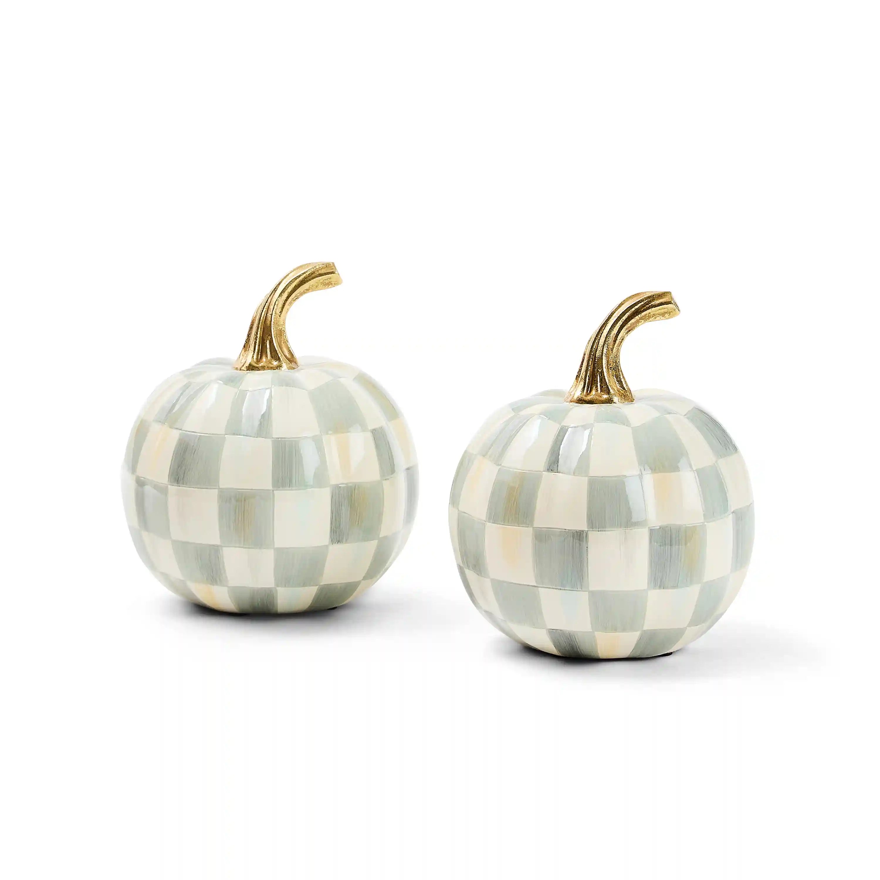 Classic Orange Check Mini Pumpkin Set of 2