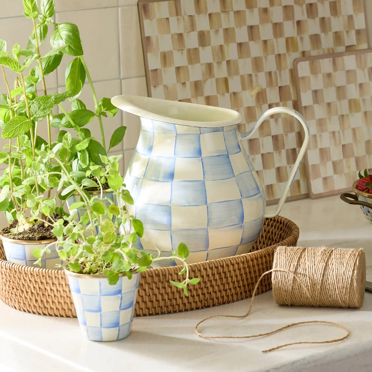 Emerald Check Pitcher