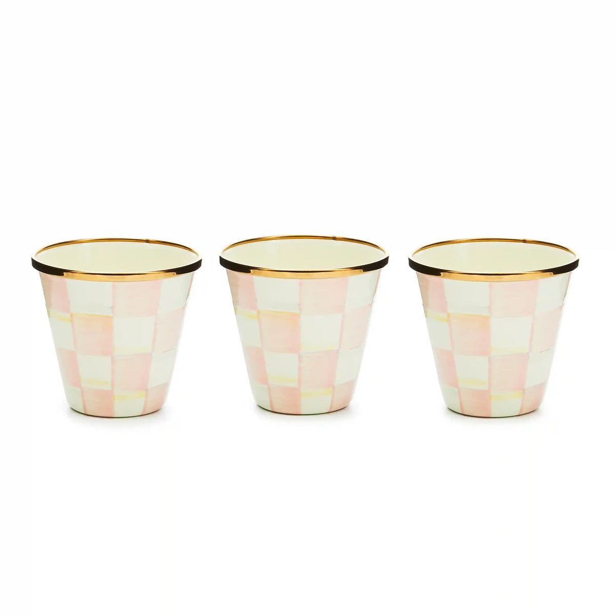 Mocha Check Herb Pots, Set of 3