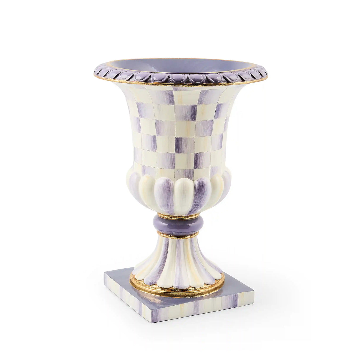 Violet Check Tabletop Pedestal Urn