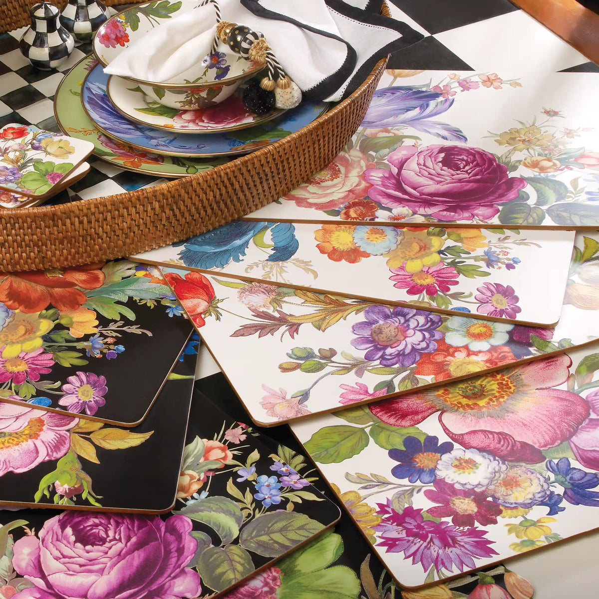 Courtly Flower Market Cork Back Placemats, Set of 4