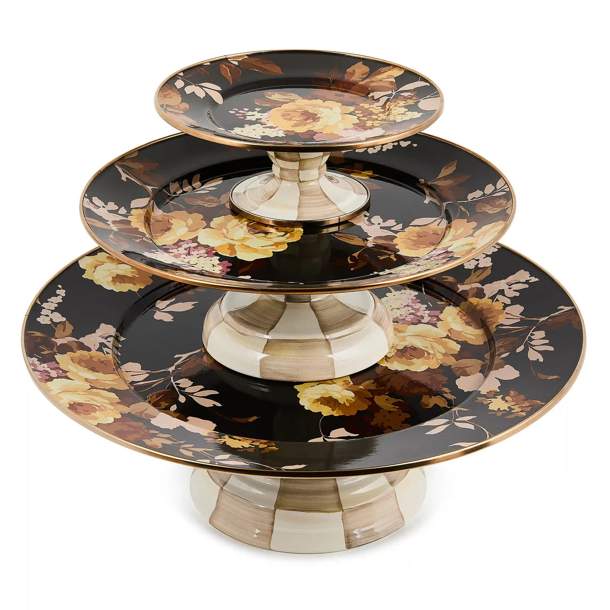 Wild Rose Brown Large Pedestal Platter