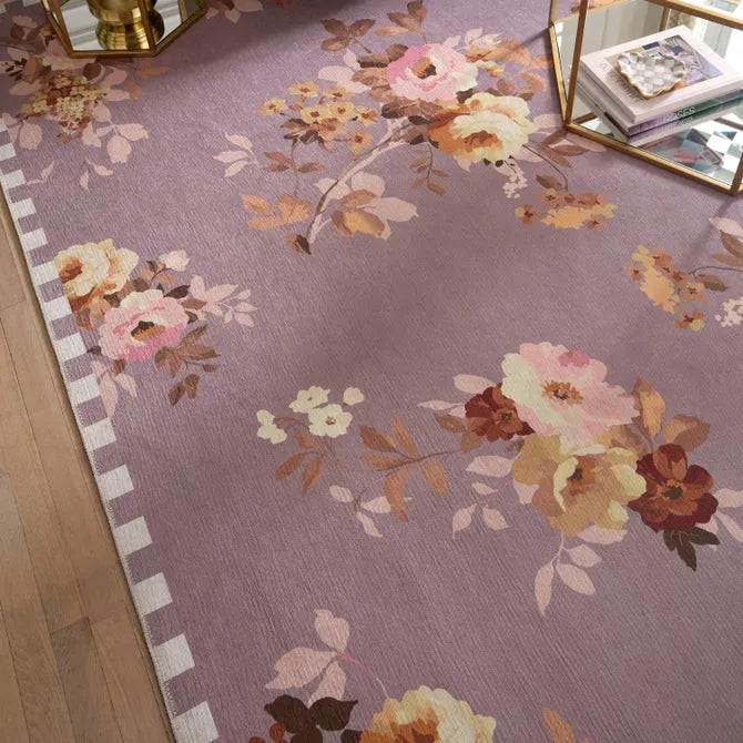 Taupe Wild Rose 8' x 10' Washable Rug